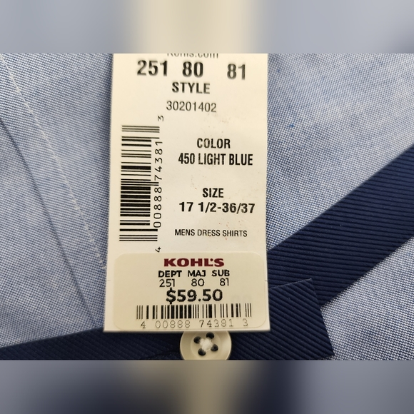 CROFT & BARROW CLASSIC-FIT NO IRON MEN'S DRESS SHIRT Sz 17 1/2 36/37 LIGHT BLUE - Picture 7 of 7